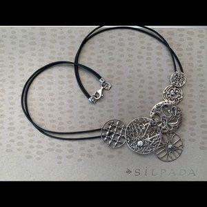 Silpada Sterling Silver CZ Filigree Art Necklace